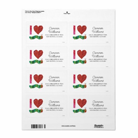 おなかをすかせた毛虫が大好きだ ラベル (フルシート)