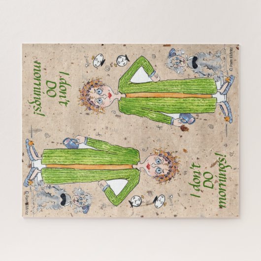 おなじみのことわざ私は朝の風刺画をしない ジグソーパズル (横)