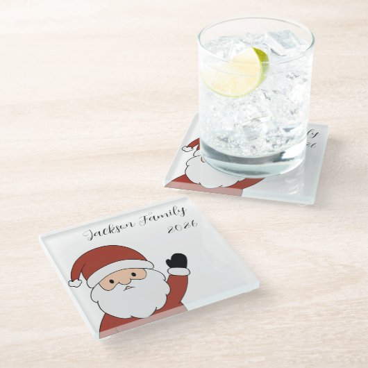 おなじみのサンタクロース クリスマス ガラスコースター (アングル)