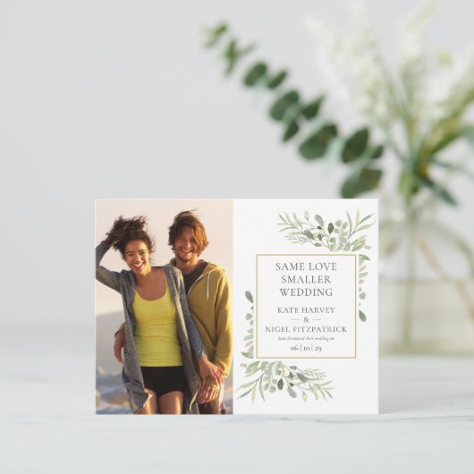 おなじ愛を凝縮したマイクロフォトウェディング 案内ポストカード (スタンド正面)