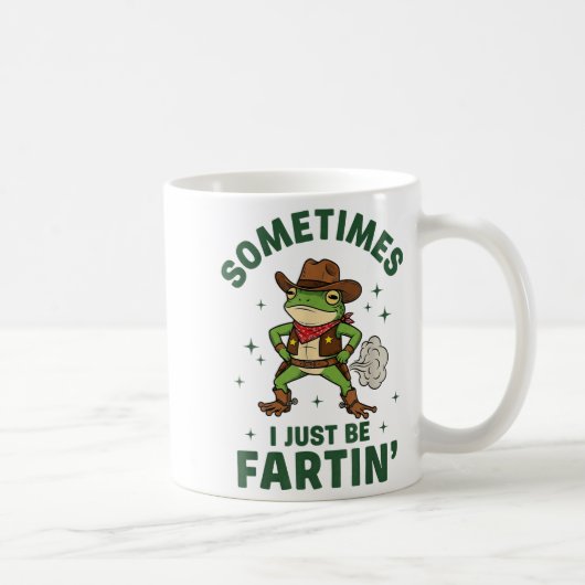 おならが好きな面白いカウボーイのカエル コーヒーマグカップ (右)