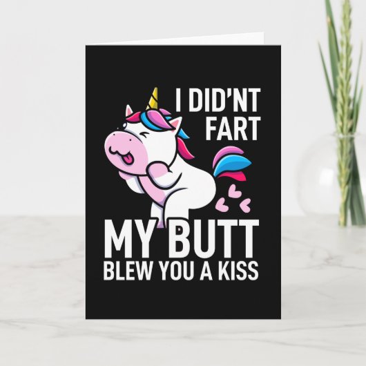 おならじゃない 私のお尻がキスを飛ばしたよ ユニコーンの面白いギフト カード (正面)