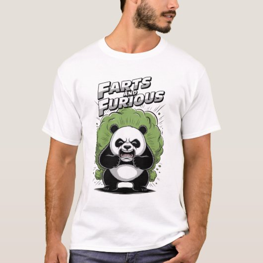 おならに苦戦するパンダ Tシャツ (正面)