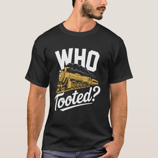 おならをしたのは誰だ 面白い模型の列車の車掌 鉄道 Tシャツ (正面)