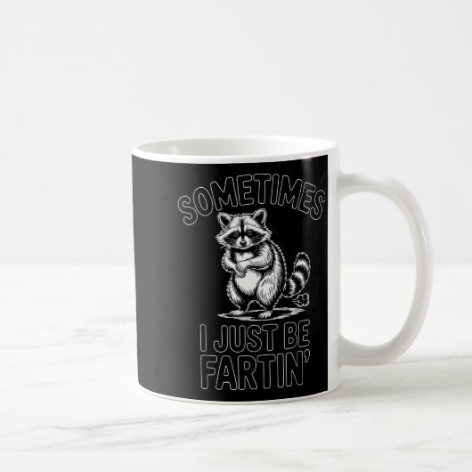 おならをするアライグマがかわいいおもしろデザイン コーヒーマグカップ (右)