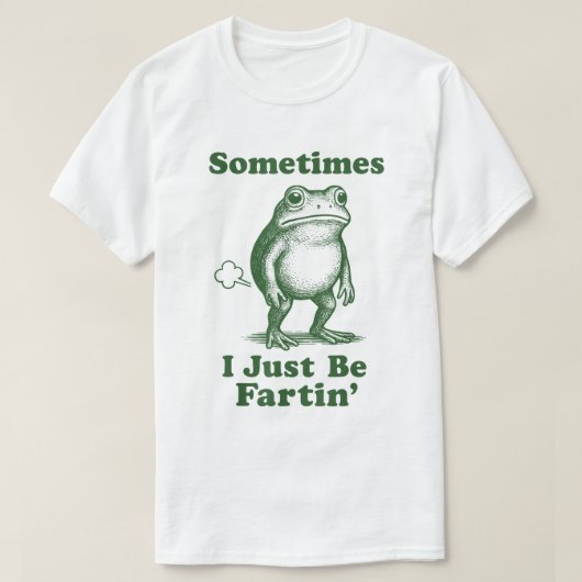 おならをするカエルが面白いミームデザイン Tシャツ (デザイン正面)
