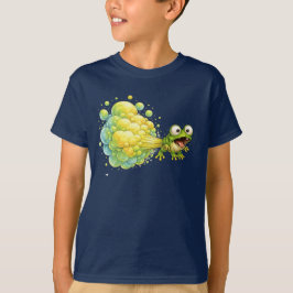 おならをするカエルのおもしろTシャツ バブル Tシャツ