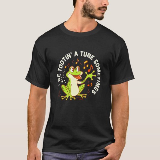 おならをするカエル おしゃべりな曲 音鳴らし 面白グッズ Tシャツ (正面)