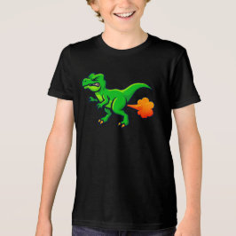 おならをするティラノサウルスの面白い恐竜Tシャツ トライブレンドＴシャツ