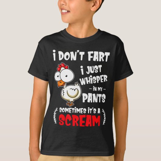 おならをするニワトリ好き おならはしない ささやくよ Tシャツ (正面)