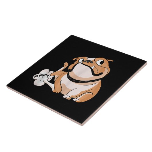 おならをするピットブル好きおもしろいのブルドッグ、お母さん恋人 タイル (側面)