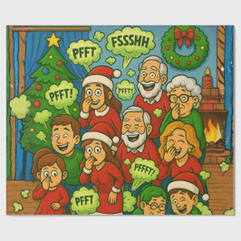おならをする家族のクリスマス ラッピングペーパー