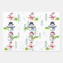 おならをする雪だるまのクリスマス ラッピングペーパーシート