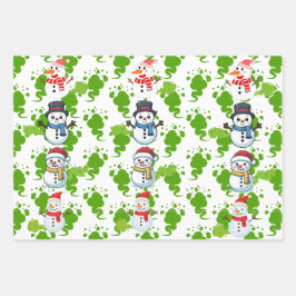 おならをする雪だるまのクリスマス ラッピングペーパーシート