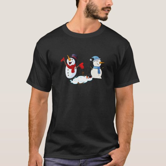 おならをする雪だるま Tシャツ (正面)