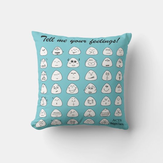 おにぎり顔（ブルー） クッション (正面)