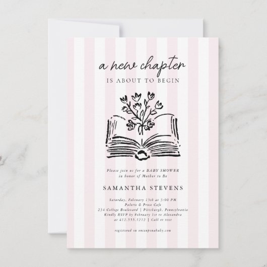 おはなしブック フラワーズ 新たな章が始まる ベビーシャワー 招待状 (正面)