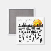 おはようおもしろい、市エレガント前向き都クール市 マグネット (正面/裏面)