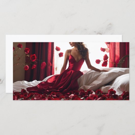 おはようございますバレンタインの女の子グリーティングカード (正面/裏面)