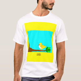 おはようございます黄色い鳥の男の白い基本Tシャツ Tシャツ