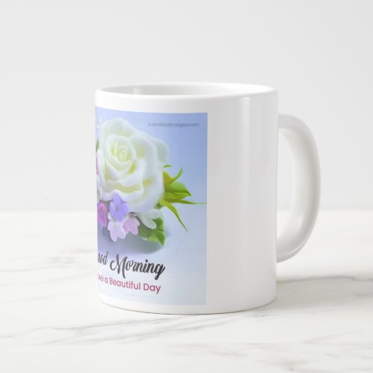 「おはようございます、お願いして一日を始めなさい ジャンボコーヒーマグカップ (正面右)