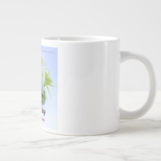 「おはようございます、お願いして一日を始めなさい ジャンボコーヒーマグカップ (右)