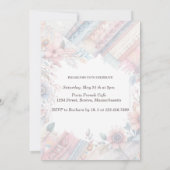 おはようございます ブラッシュ ピンク フローラル ベイビー ガール ファースト バースデー 招待状 (裏面)