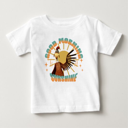 おはようございます 可愛いおんどり ベビーTシャツ (正面)