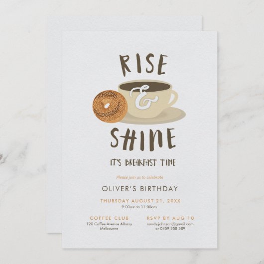 おはようございます！誕生日の朝食 招待状 (正面/裏面)