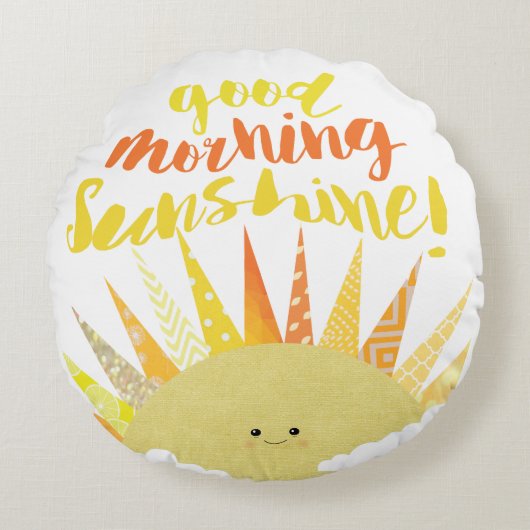 おはようのおやすみなさいのリバーシブルの円形の枕 ラウンドクッション (正面)