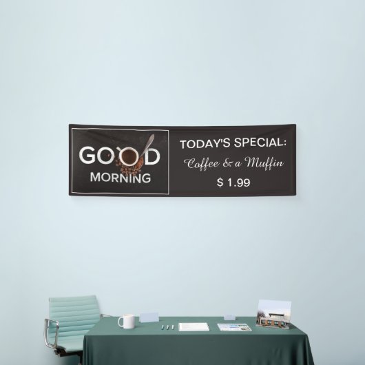 おはようのカスタムな文字の喫茶店の旗 横断幕 (トレードショー)