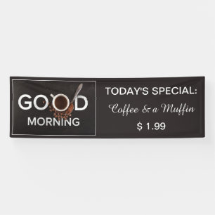 おはようのカスタムな文字の喫茶店の旗 横断幕