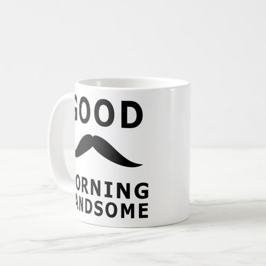 おはようのハンサムで活気づけるな朝の引用文 コーヒーマグカップ (正面左)