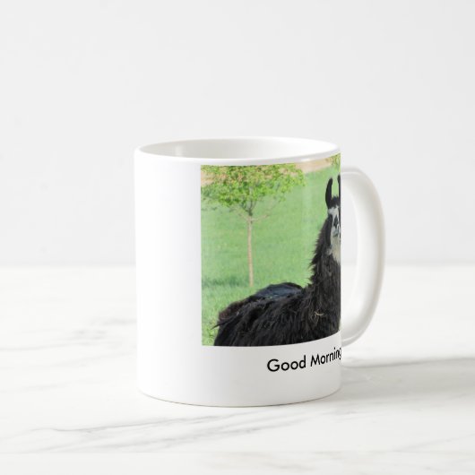 おはようのラマのマグ コーヒーマグカップ (正面右)