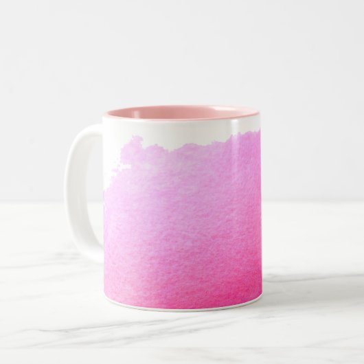 おはようの日光のコーヒー引用文のピンク ツートーンマグカップ (正面左)