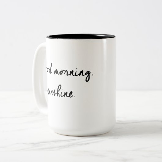 おはようの日光の黒く及び白いマグ ツートーンマグカップ (正面左)