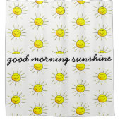 おはようの日光! かわいい; 白の黄色 シャワーカーテン (正面)