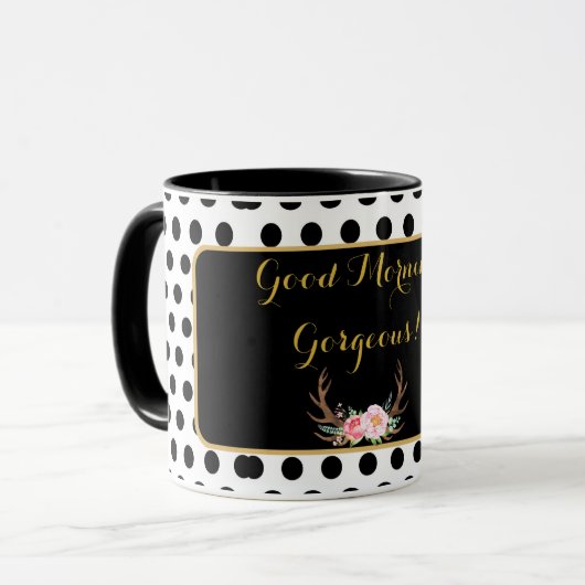 おはようの豪華なコーヒー・マグ マグカップ (正面左)