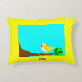 おはようの黄色の鳥のアクセントの枕 アクセントクッション