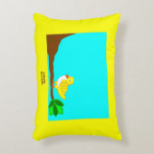 おはようの黄色の鳥のアクセントの枕 アクセントクッション (正面(垂直))