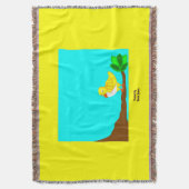 おはようの黄色の鳥のブランケット スローブランケット (正面縦)