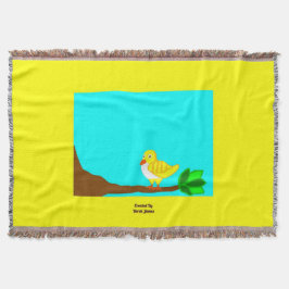 おはようの黄色の鳥のブランケット スローブランケット