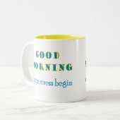 おはようはストレスがマグを始めるようにしました ツートーンマグカップ (正面左)