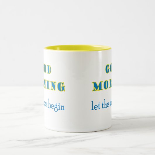 おはようはストレスがマグを始めるようにしました ツートーンマグカップ (中央)