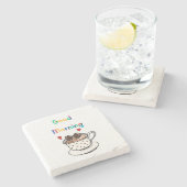 おはようカワイコーヒー豆  ストーンコースター (横)