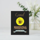 おはようコーヒー好きの面白い名言 ポストカード (スタンド正面)