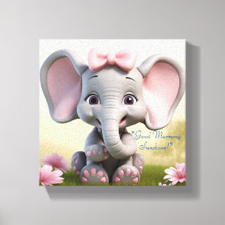 おはようサンシャインベイビーガールエレファント キャンバスプリント