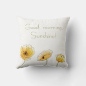 おはようサンシャイン!水彩黄色のケシ クッション (裏面)
