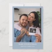 おはようベイビー ダスティーブルー ボーイ フォト ベイビーシャワー 招待状 (裏面)