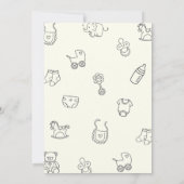 おはようベイビー ミニマルな男女兼用ベビーシャワー 招待状 (裏面)